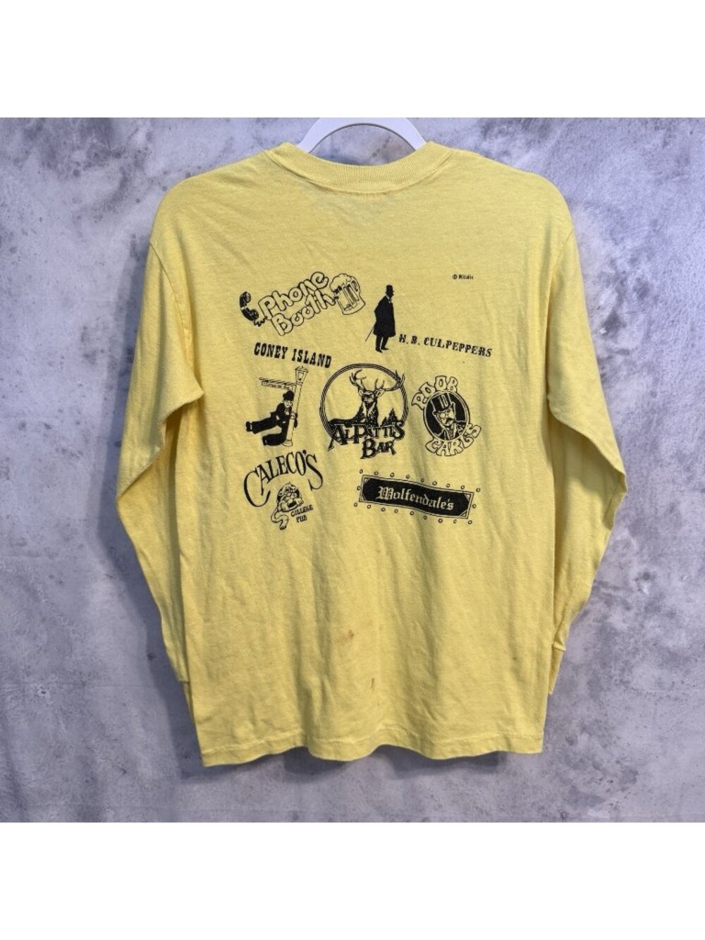 Vintage 80s I Usually Party T Shirt Yellow Long Sleeve Bar Promo Size Medium